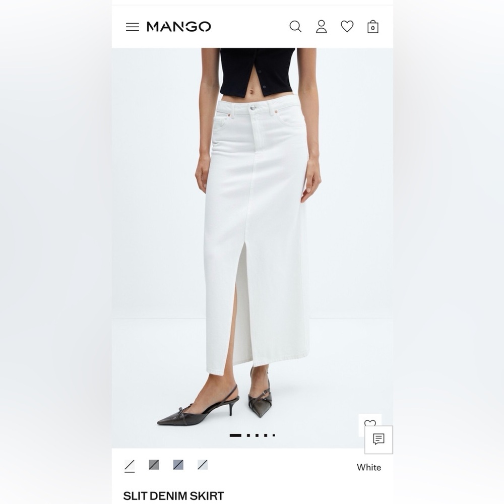 Mango Crisp White Maxi Skirt